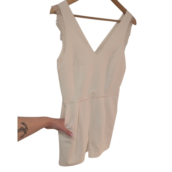 Dynamite Lace Trim White Romper - Picture 3 of 8